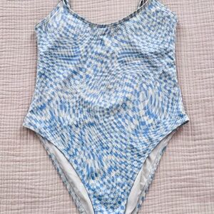Blue checkered one piece